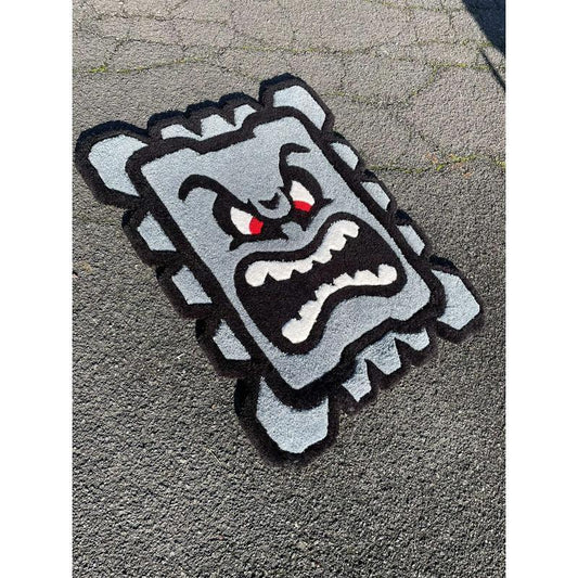 Tapis Thwomp/Mario (100% fait main) 85x65cm Tufting/Rug