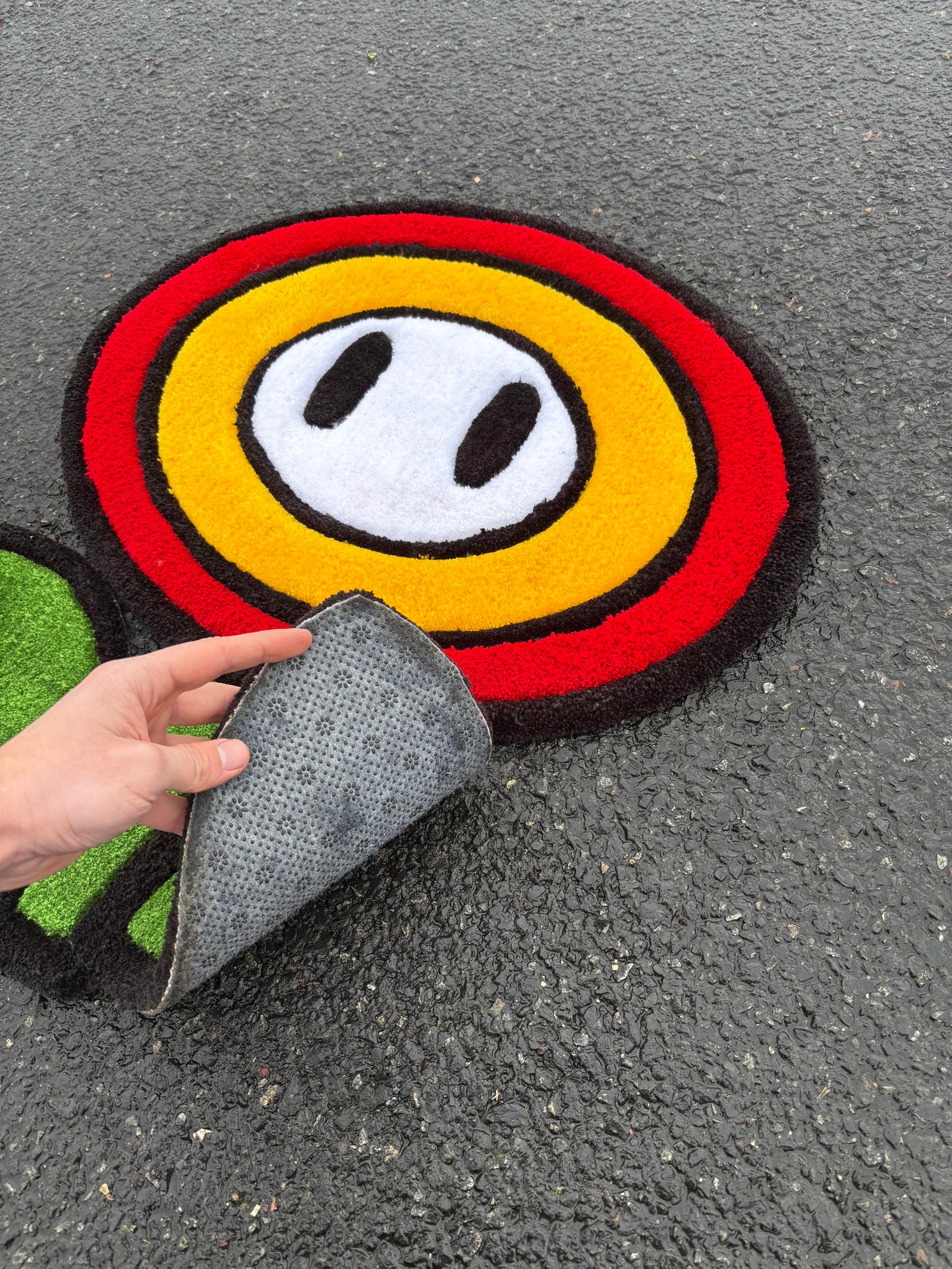 Tapis Fleur Mario/ Fleur de feu (100% fait main) 65x70cm Tufting/Rug