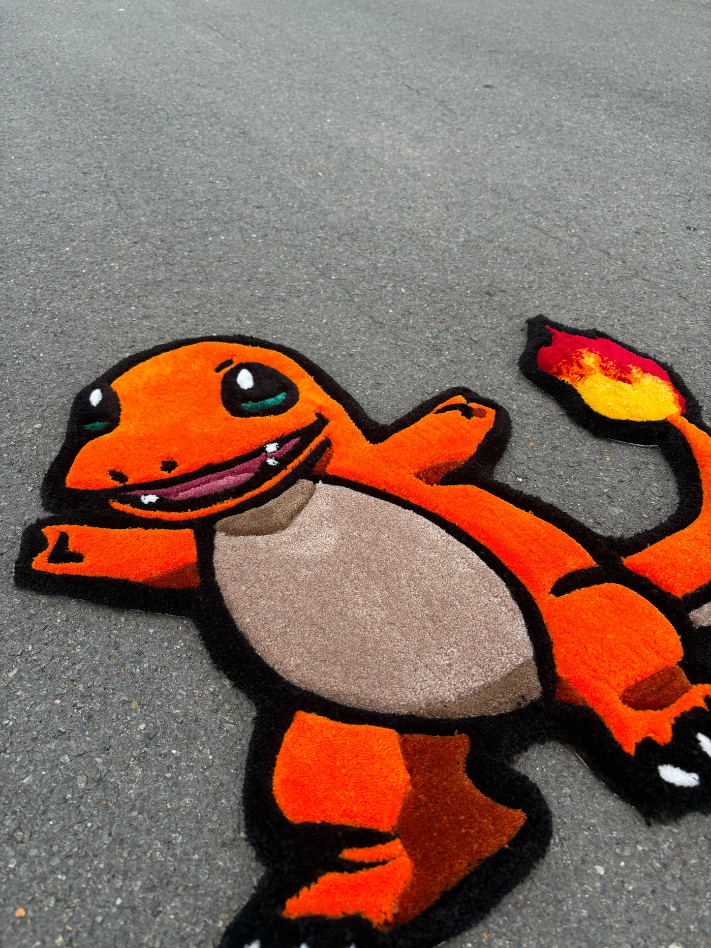 Tapis Salamèche/Pokémon (100% fait main)70x70cm Tufting/Rug