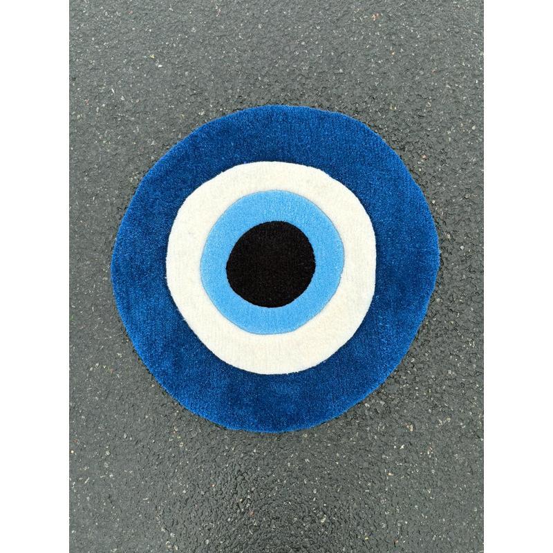Tapis Makati/Oeil Bleu (100% fait main) 65x65cm Tufting/Rug