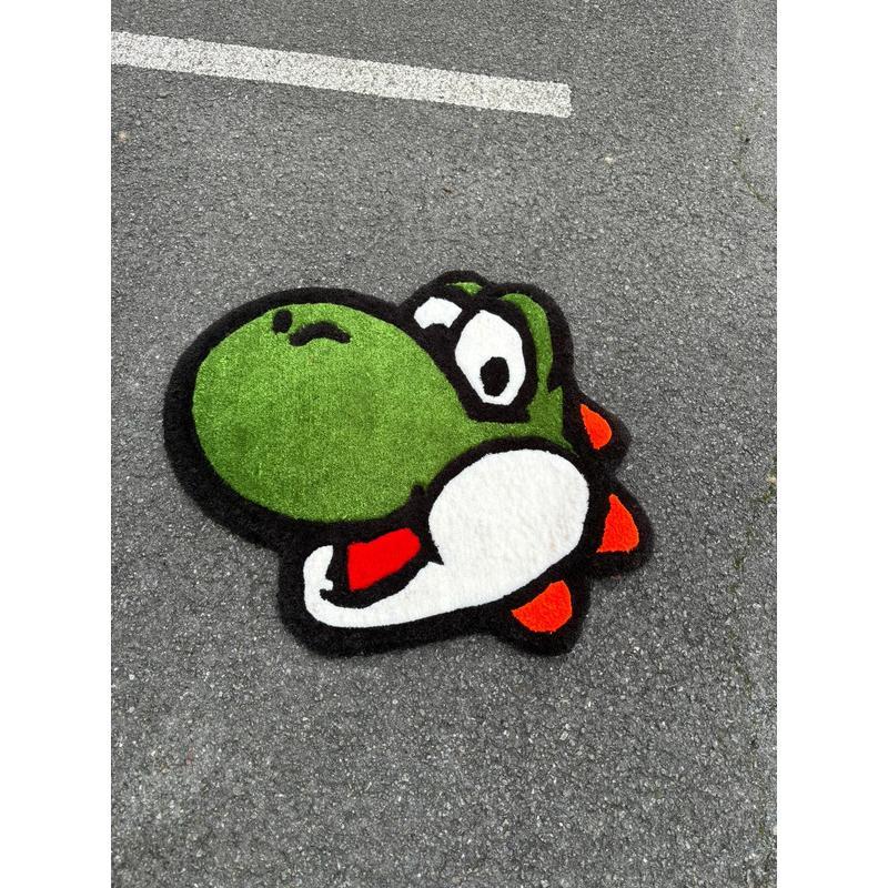 Tapis Yoshi Mario Tufté - Tapis de sol en laine fait main, décor gaming