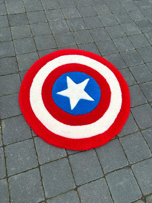 Tapis Bouclier Captain America, (100% fait main) 70X70cm Tufting/Rug