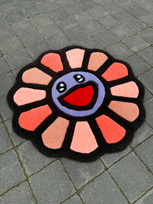 Tapis inspiration Murakami ( Fleur, Tournesol) 100% fait main, 72x72cm Tufting/Rug