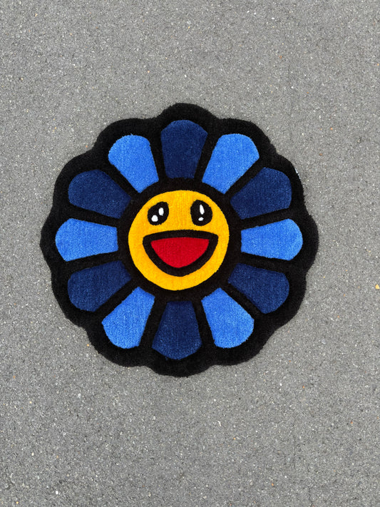 Tapis Fleur Tournesol inspiration Murakami (100% fait main) 70x70cm