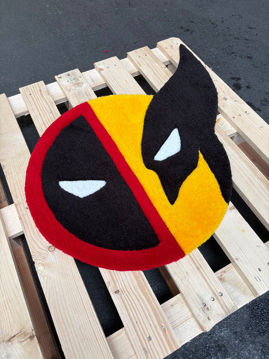 Tapis Deadpool X Wolverine (100% fait main) 90x90cm Tufting/Rug