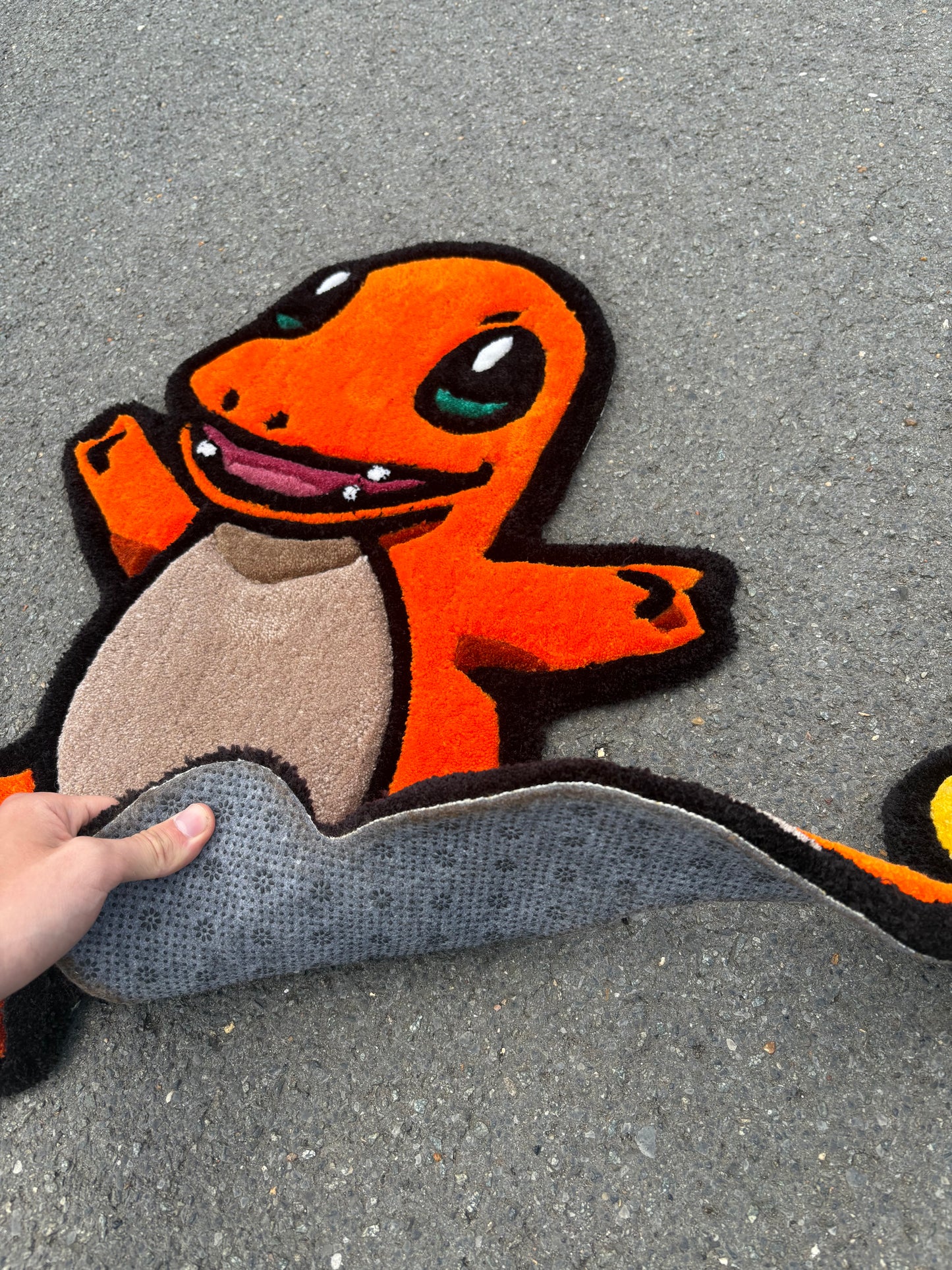 Tapis Salamèche/Pokémon (100% fait main)70x70cm Tufting/Rug