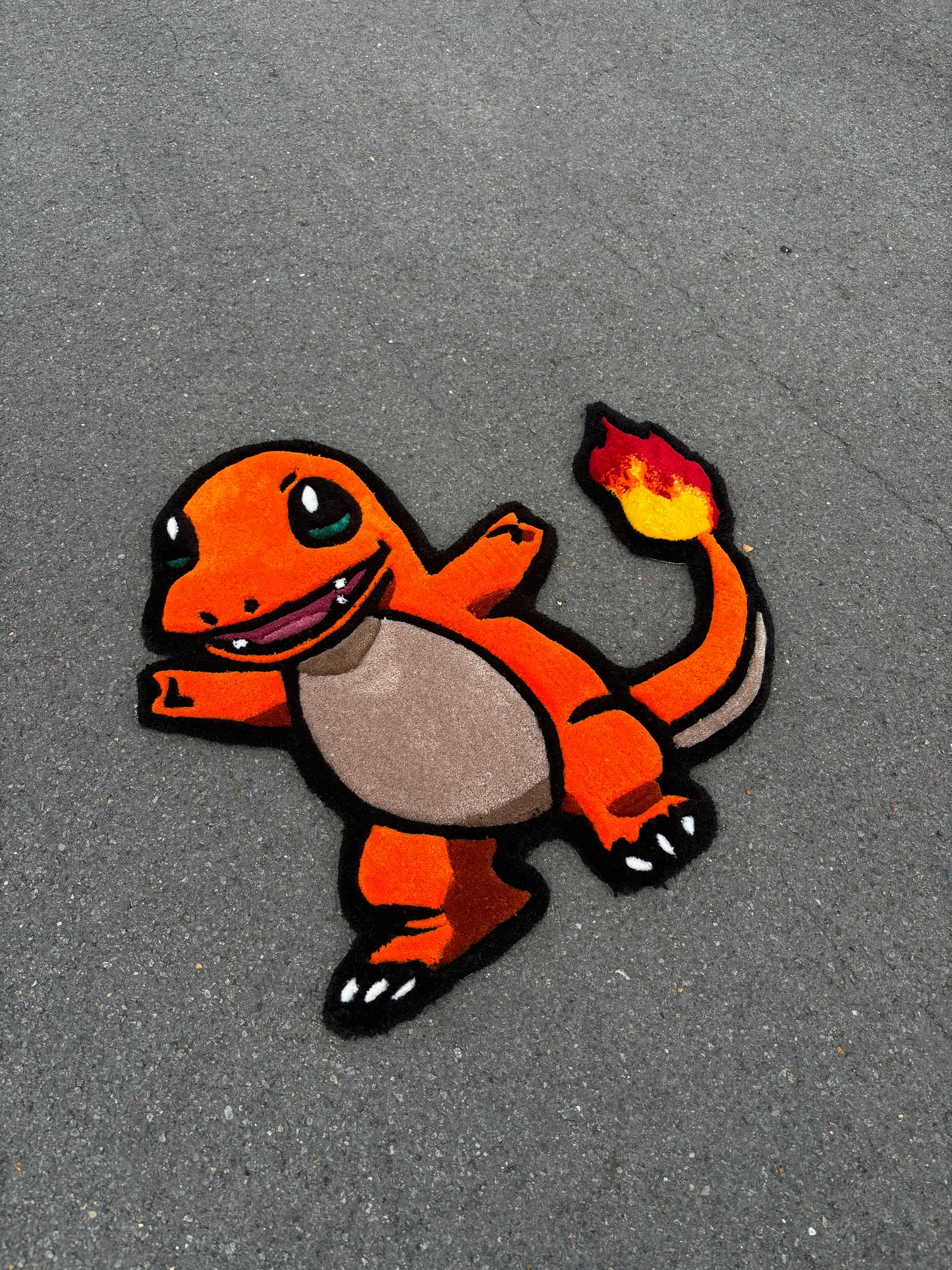 Tapis Salamèche/Pokémon (100% fait main)70x70cm Tufting/Rug