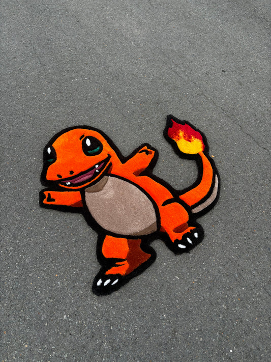 Tapis Salamèche/Pokémon (100% fait main)70x70cm Tufting/Rug