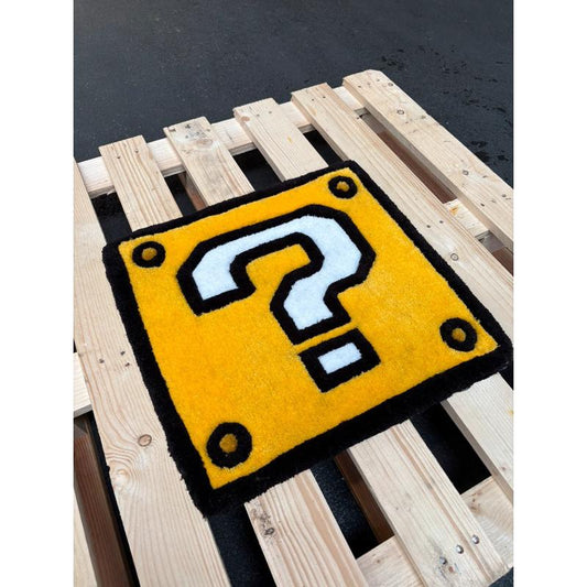 Tapis Block point d’interrogation MARIO ( 100% fait main) 45x45cm Tufting/Rug