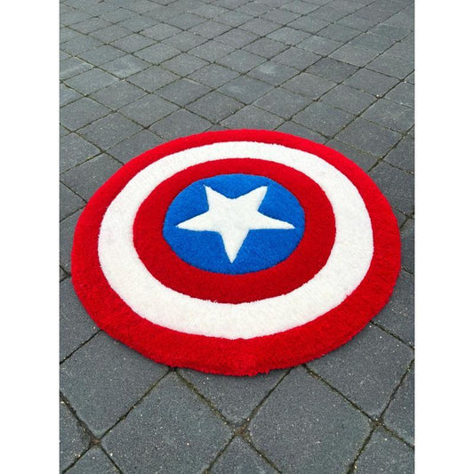Tapis Bouclier Captain America, (100% fait main) 70X70cm Tufting/Rug