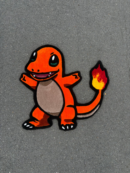 Tapis Salamèche/Pokémon (100% fait main)70x70cm Tufting/Rug