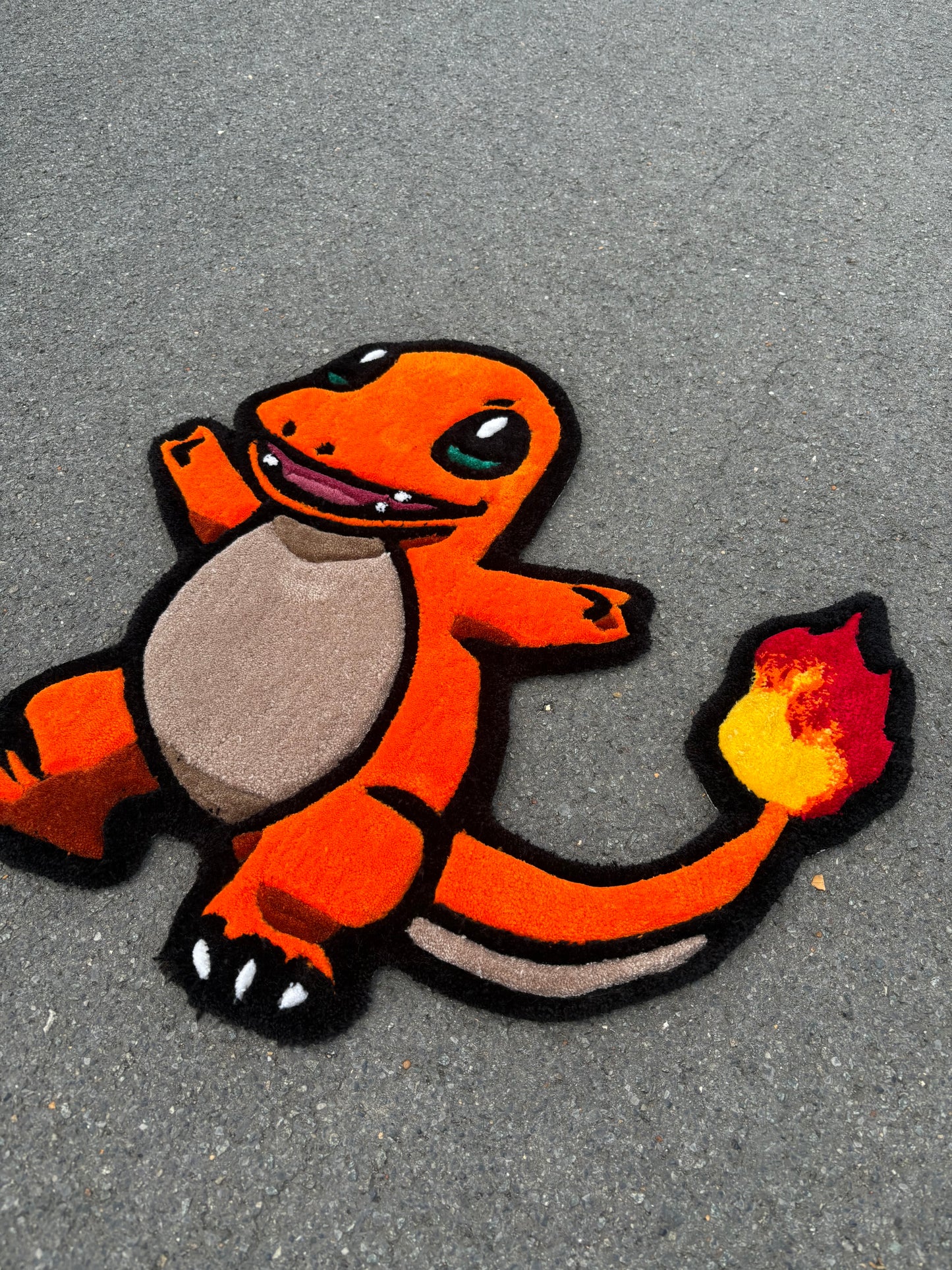 Tapis Salamèche/Pokémon (100% fait main)70x70cm Tufting/Rug