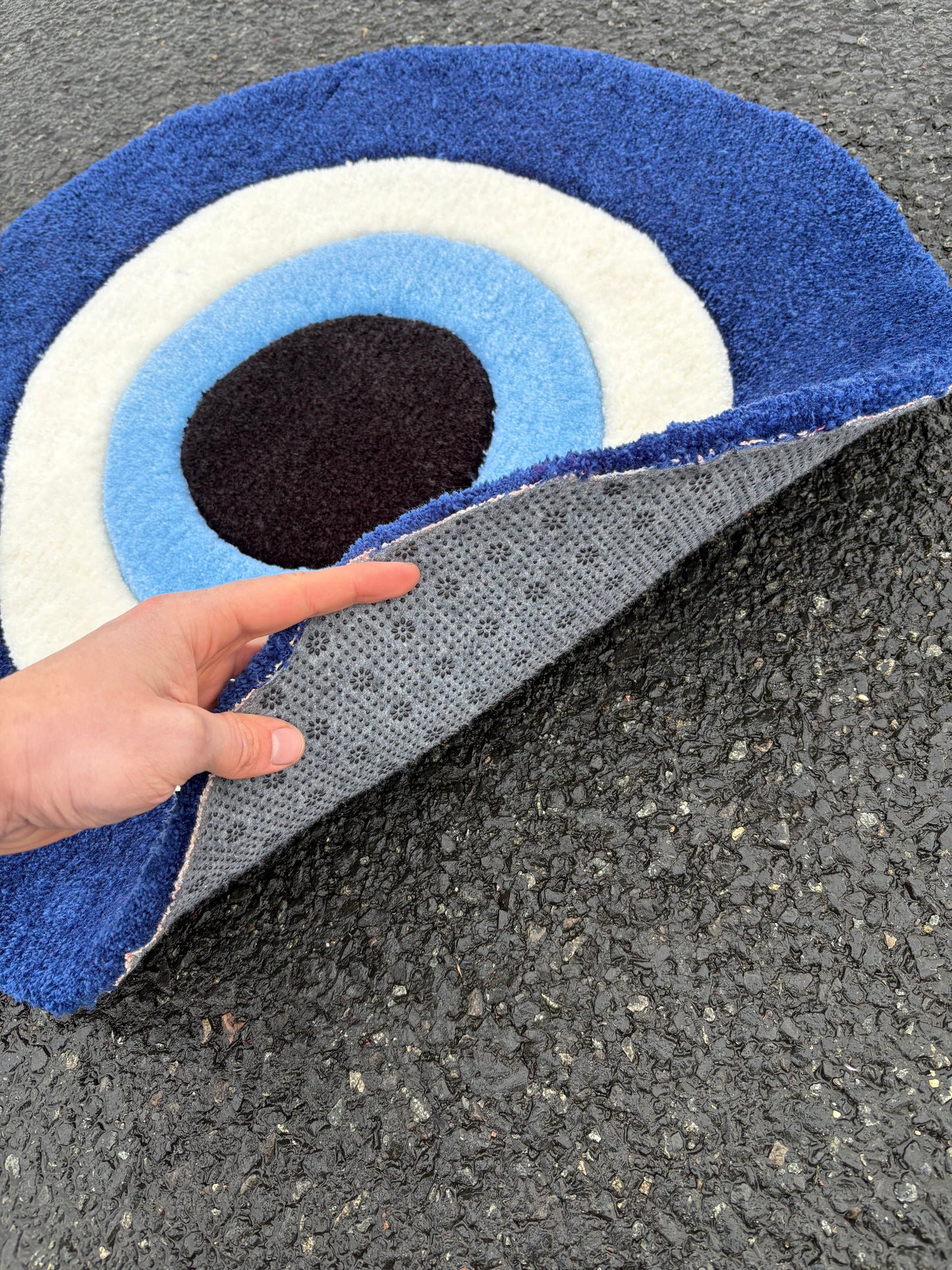 Tapis Makati/Oeil Bleu (100% fait main) 65x65cm Tufting/Rug