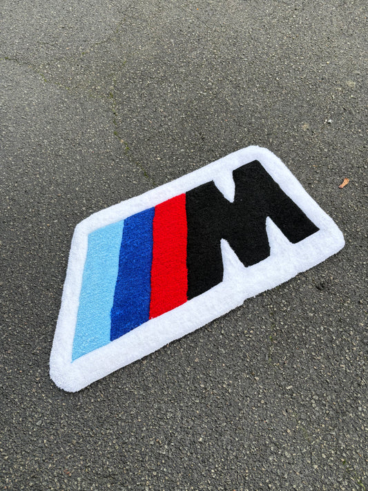 Tapis BMW M Performance Blanc (100% fait main) 65x35cm Tufting/Rug