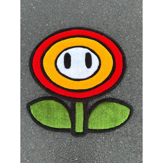 Tapis Fleur Mario/ Fleur de feu (100% fait main) 65x70cm Tufting/Rug