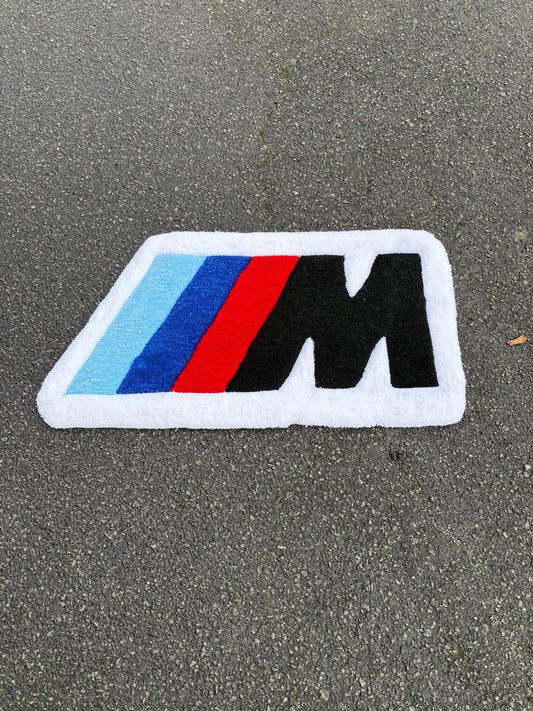 Tapis BMW M Performance Blanc (100% fait main) 65x35cm Tufting/Rug