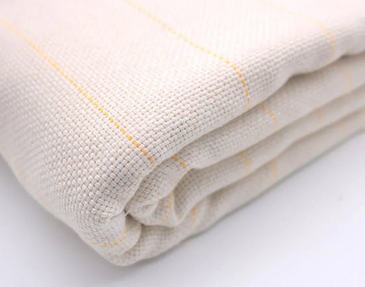 Tissu Base/Tufting Blanc a lignes jaunes
