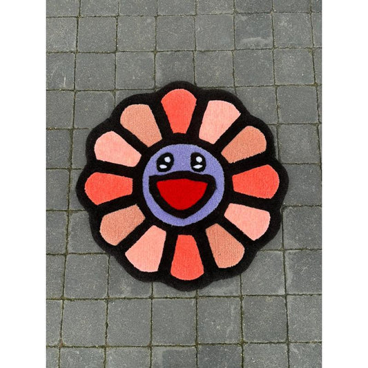 Tapis inspiration Murakami ( Fleur, Tournesol) 100% fait main, 72x72cm Tufting/Rug
