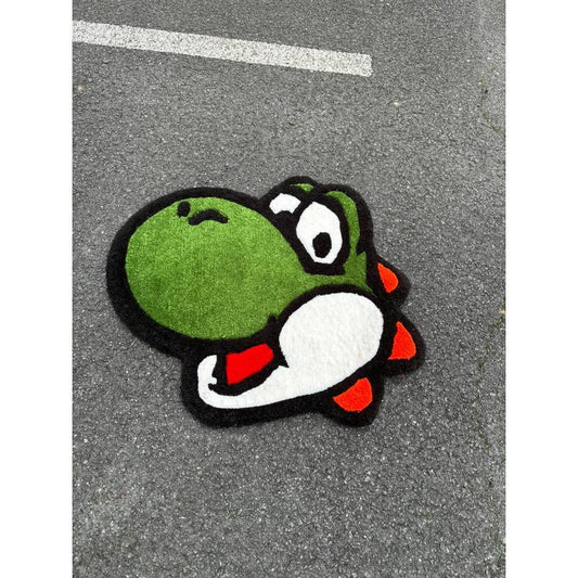 Tapis Yoshi Mario Tufté - Tapis de sol en laine fait main, décor gaming