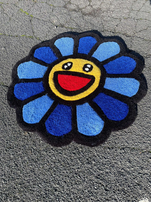 Tapis Fleur Tournesol (100% fait main) 68x68cm Tufting/Rug