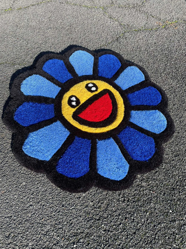 Tapis Fleur Tournesol (100% fait main) 68x68cm Tufting/Rug