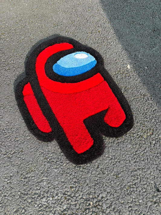 Tapis Among Us Rouge (100% fait main) 65x45cm Tufting/Rug