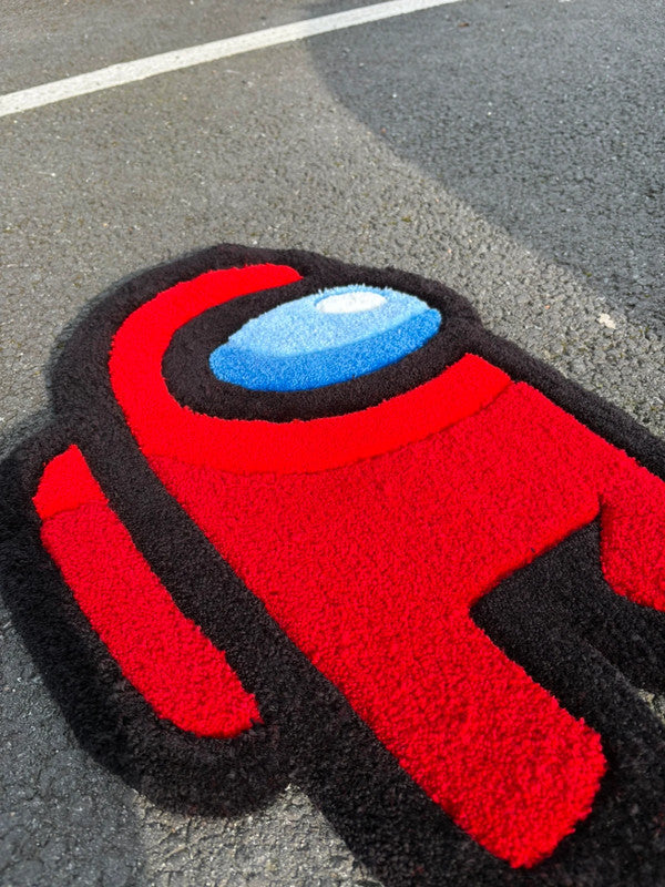 Tapis Among Us Rouge (100% fait main) 65x45cm Tufting/Rug