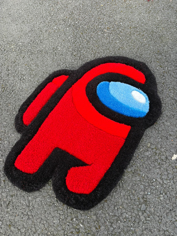 Tapis Among Us Rouge (100% fait main) 65x45cm Tufting/Rug