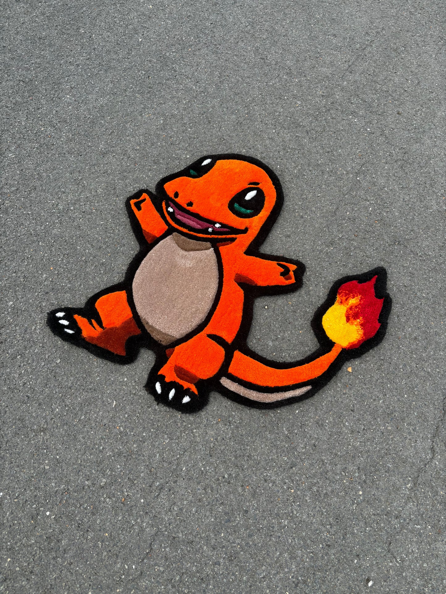 Tapis Salamèche/Pokémon (100% fait main)70x70cm Tufting/Rug