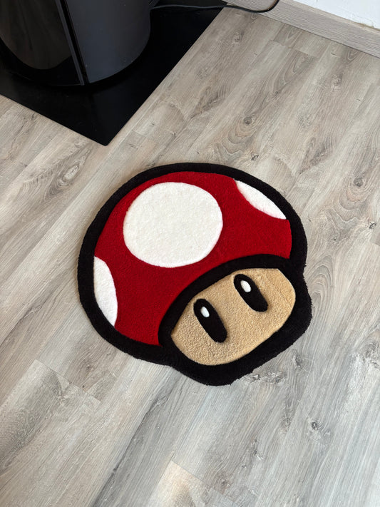 Tapis Mario/Champignon (100% fait main) 70x70cm Tufting/Rug