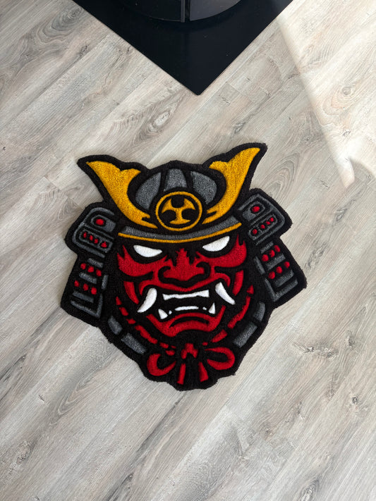 Tapis Masque de samouraï Japonais 65x65cm - 100% fait main