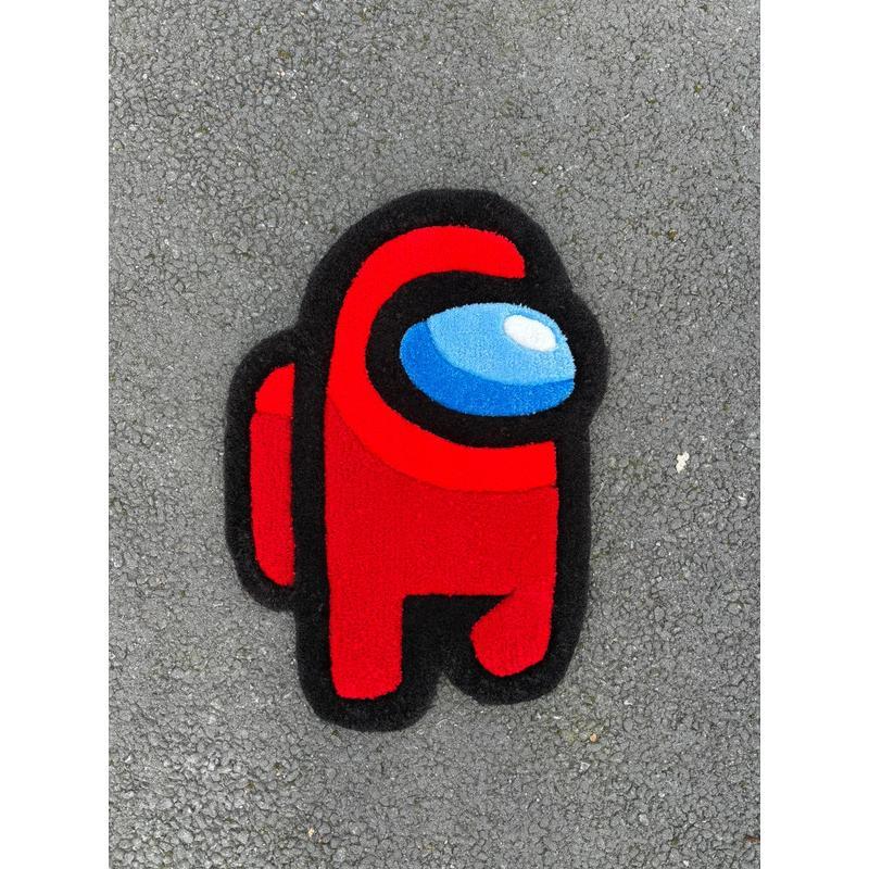 Tapis Among Us Rouge (100% fait main) 65x45cm Tufting/Rug