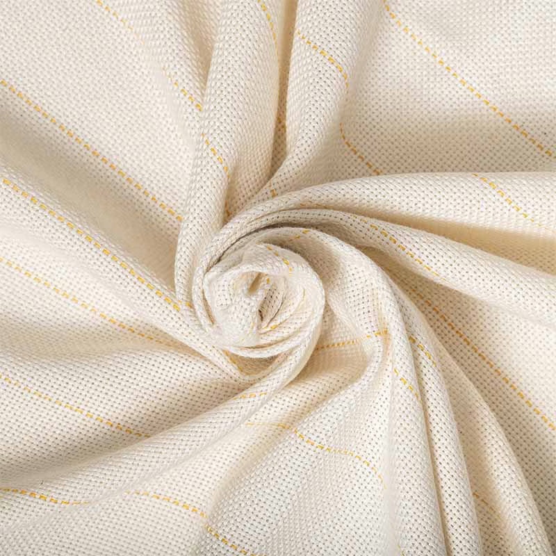 Tissu Base/Tufting Blanc a lignes jaunes